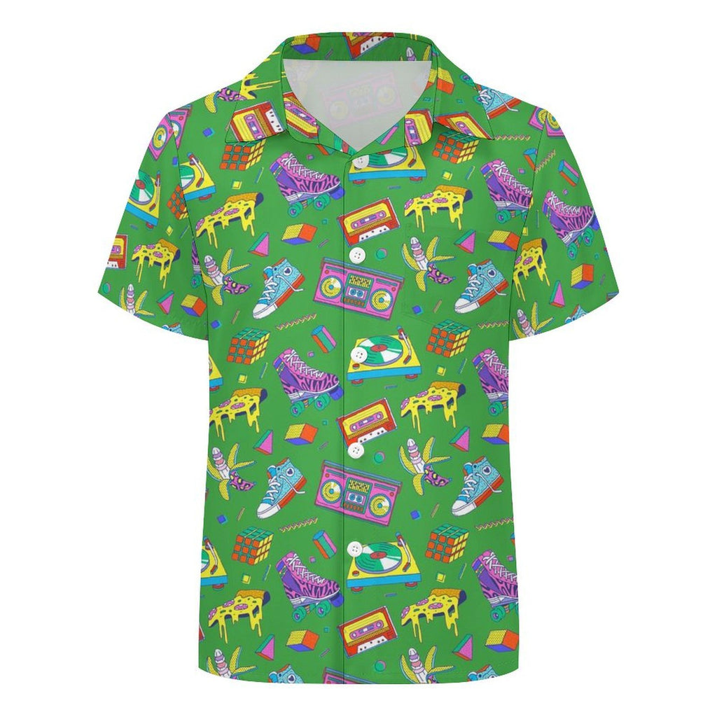 Bright 80's Kids Youth Short Sleeve Button Up Shirt