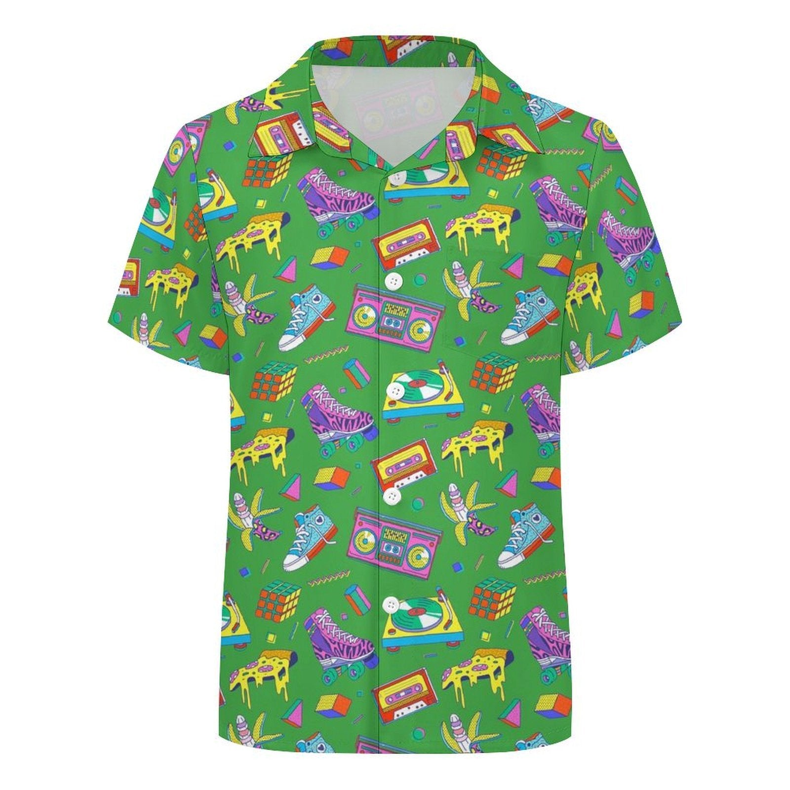 Bright 80's Kids Youth Short Sleeve Button Up Shirt