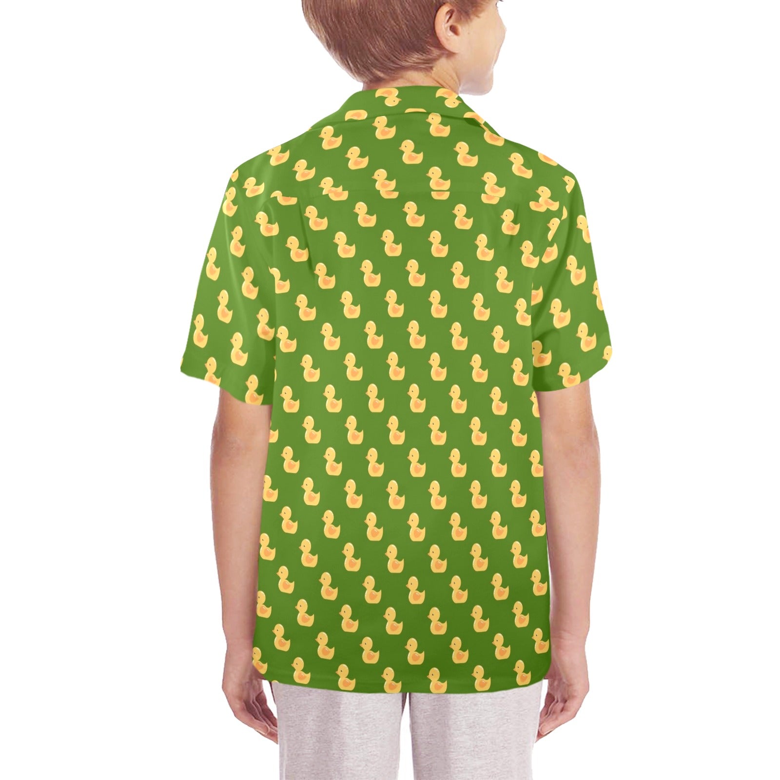 Rubber Ducks On Green Senior Kids Hawaiian Shirt