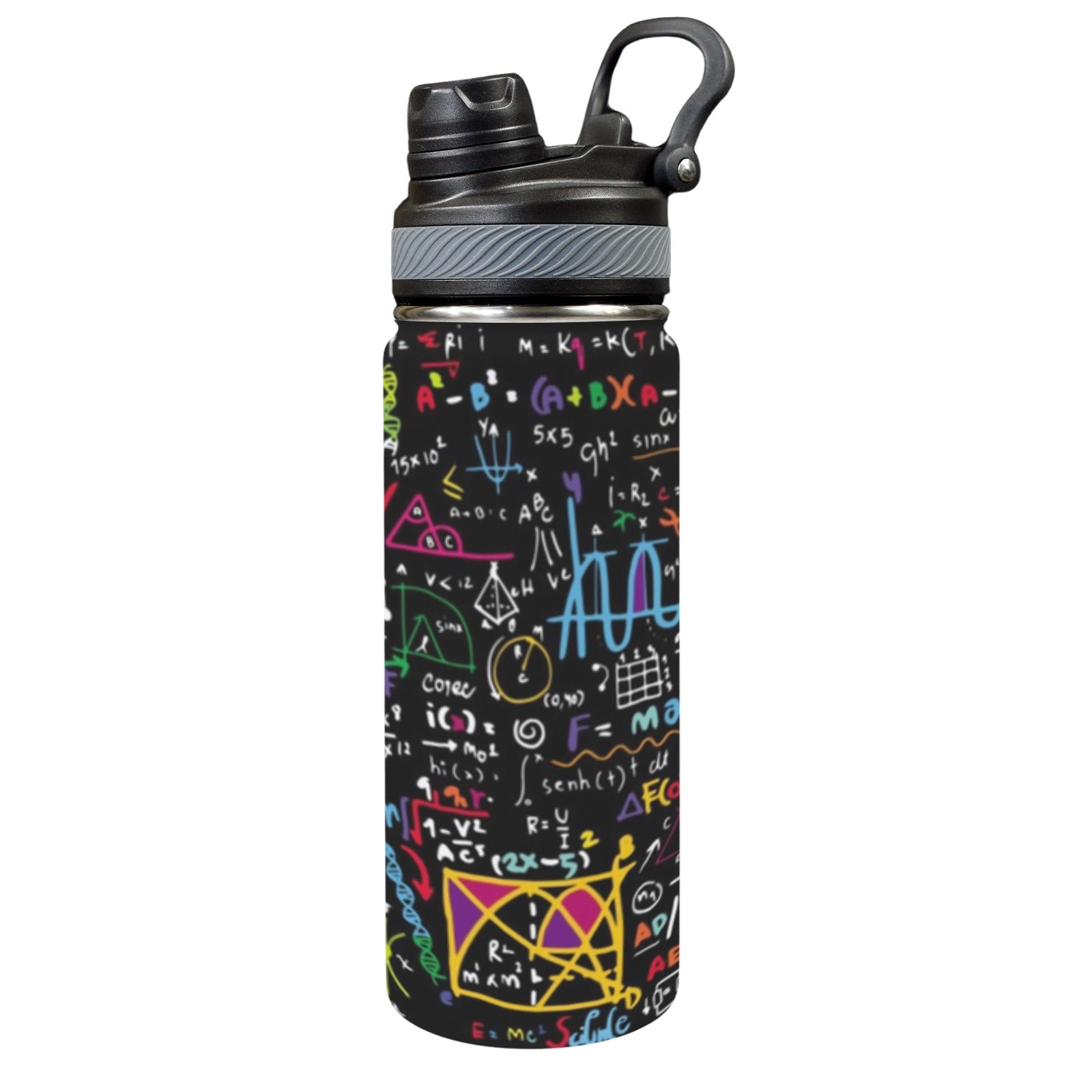Math Scribbles - Insulated Water Bottle with Dual-Use Lid (18oz) One Size Insulated Water Bottle with Dual-Use Lid (18oz) Maths Printed Offshore