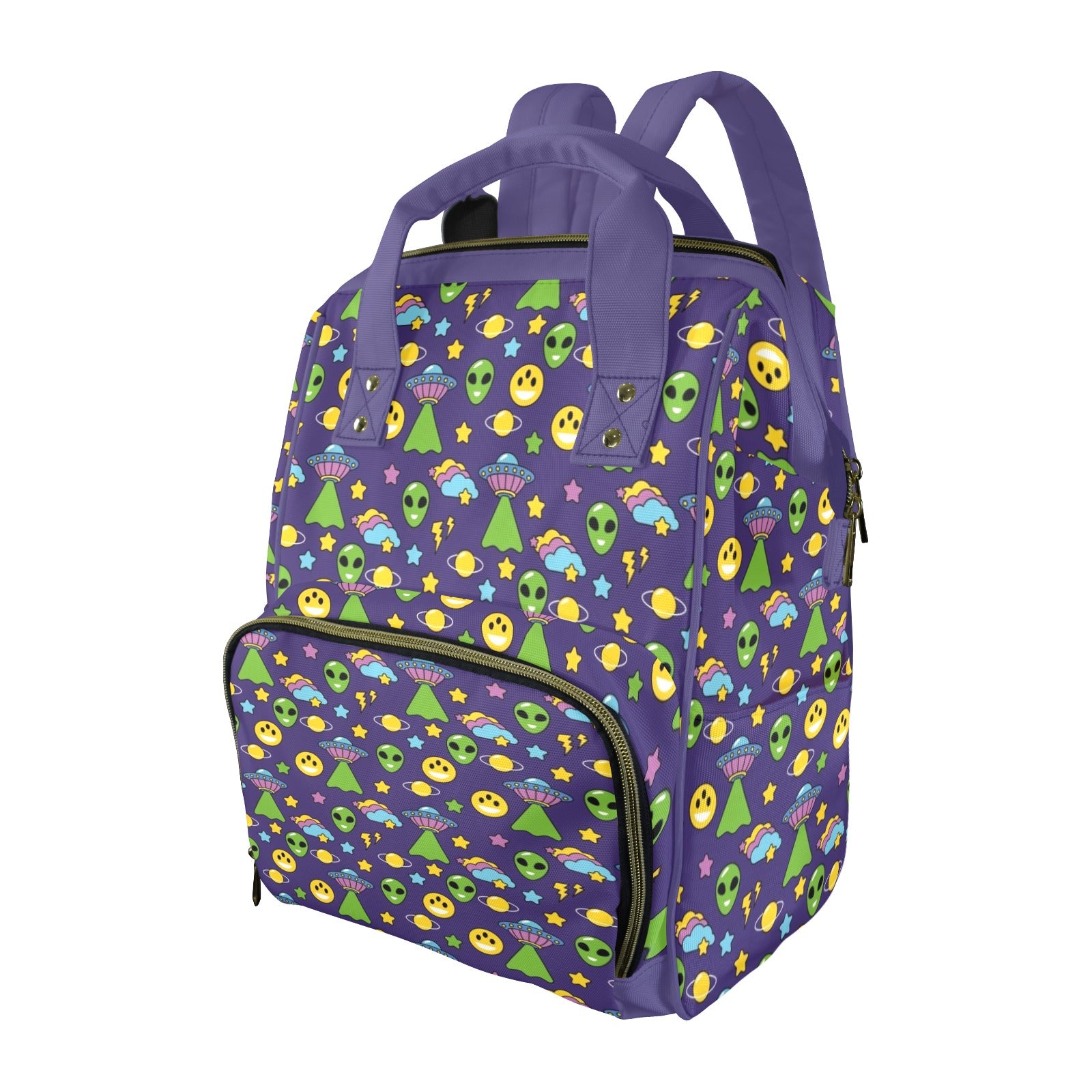 Groovy Alien And UFO Multi-Function Backpack, Nappy / Diaper Bag One Size Multi-function Backpack, Nappy / Diaper Bag Printed Offshore Sci Fi