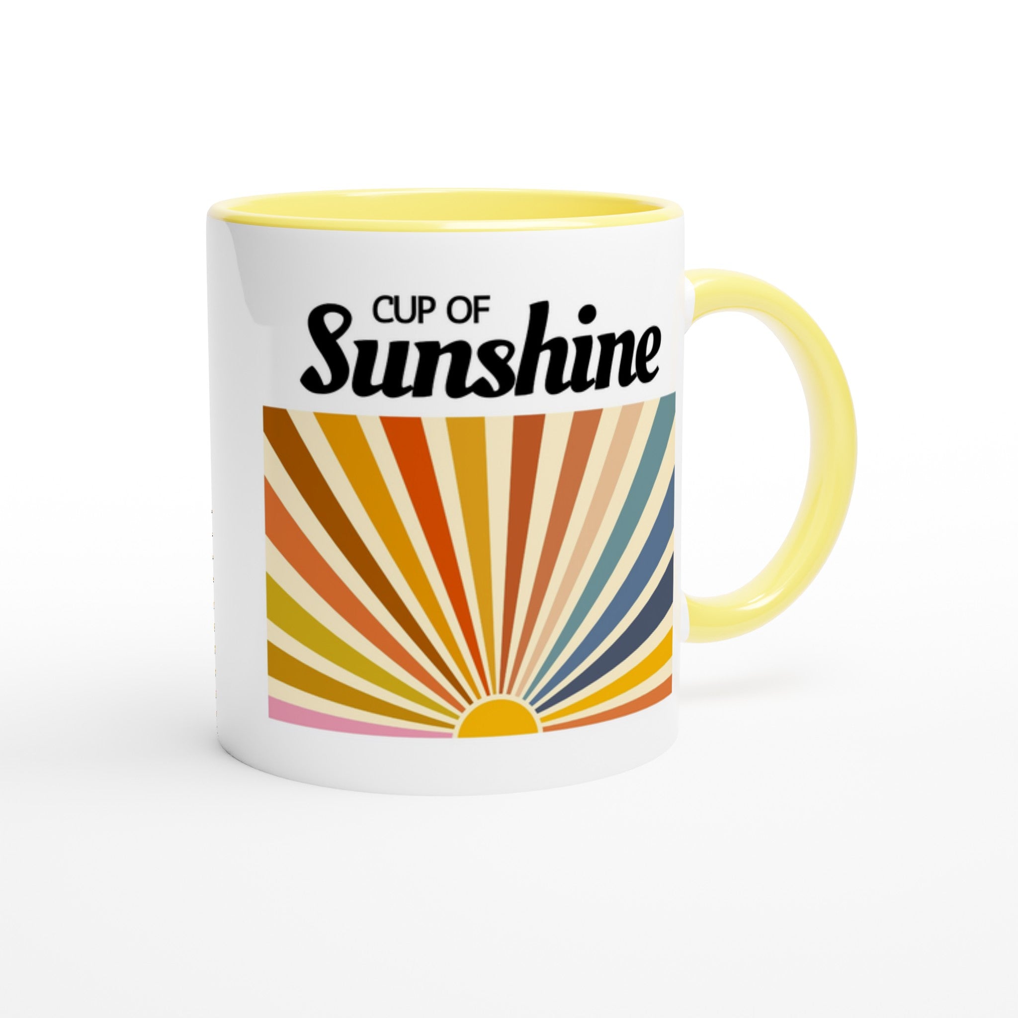Cup Of Sunshine - White 11oz Ceramic Mug with Colour Inside Colour 11oz Mug Globally Fulfilled retro