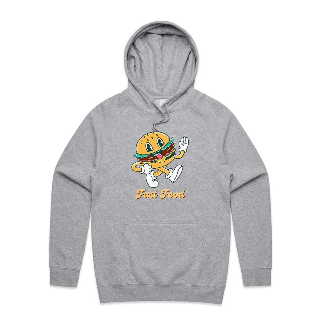 Fast Food - Mens Hoodie Grey Marle Mens Hoodie Food Printed In Australia