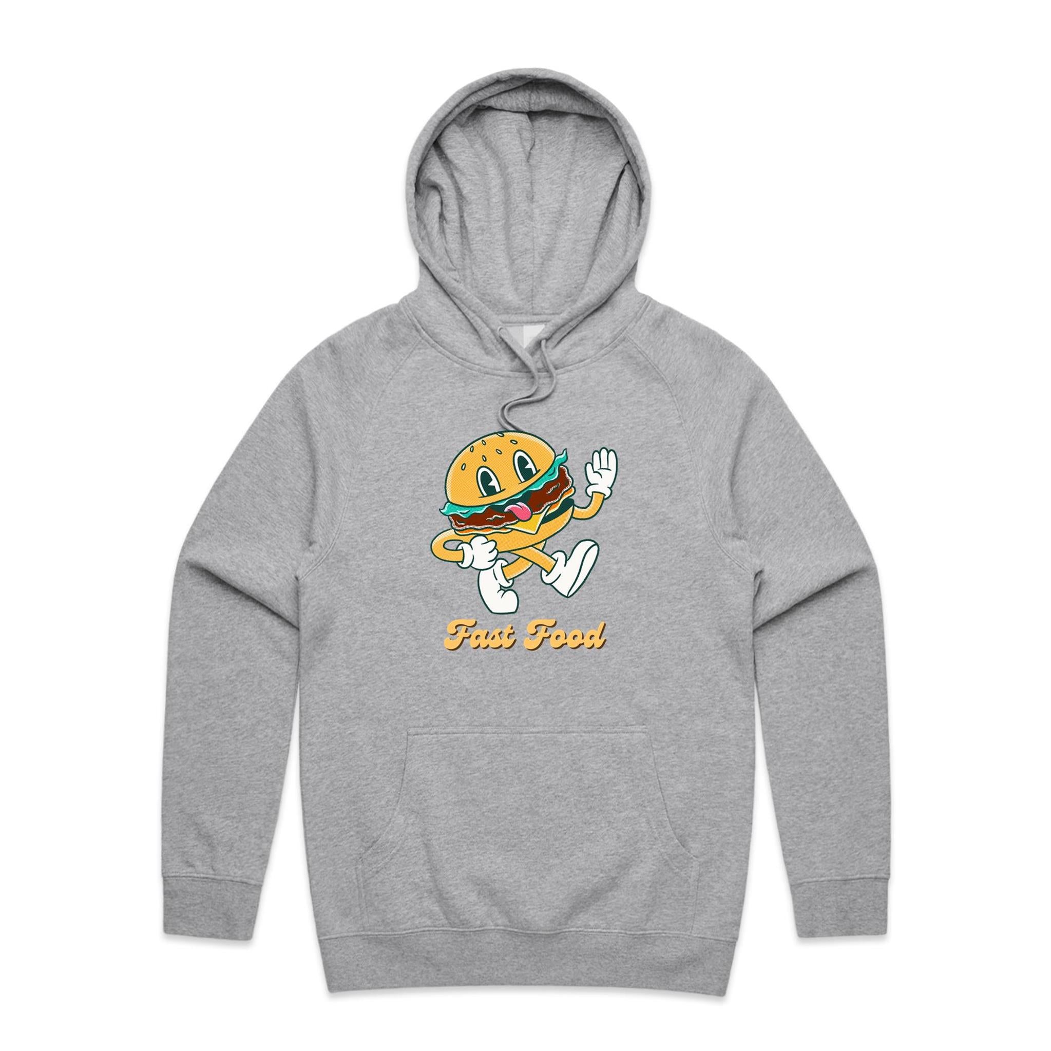 Fast Food - Mens Hoodie Grey Marle Mens Hoodie Food Printed In Australia