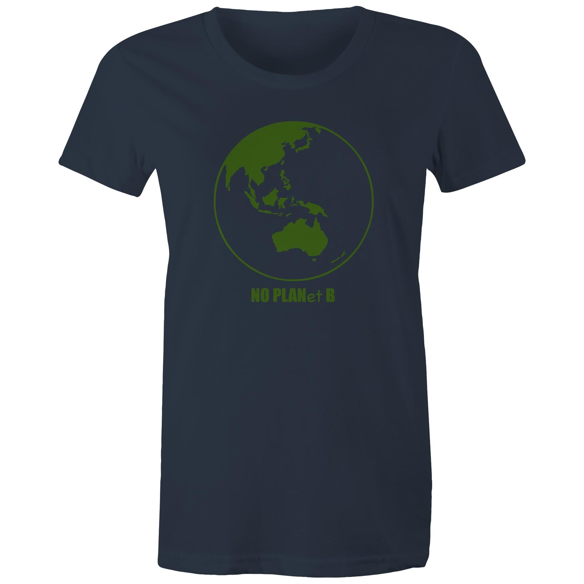 No Planet B, Earth - Womens T-shirt Navy Womens T-shirt Environment Printed In Australia
