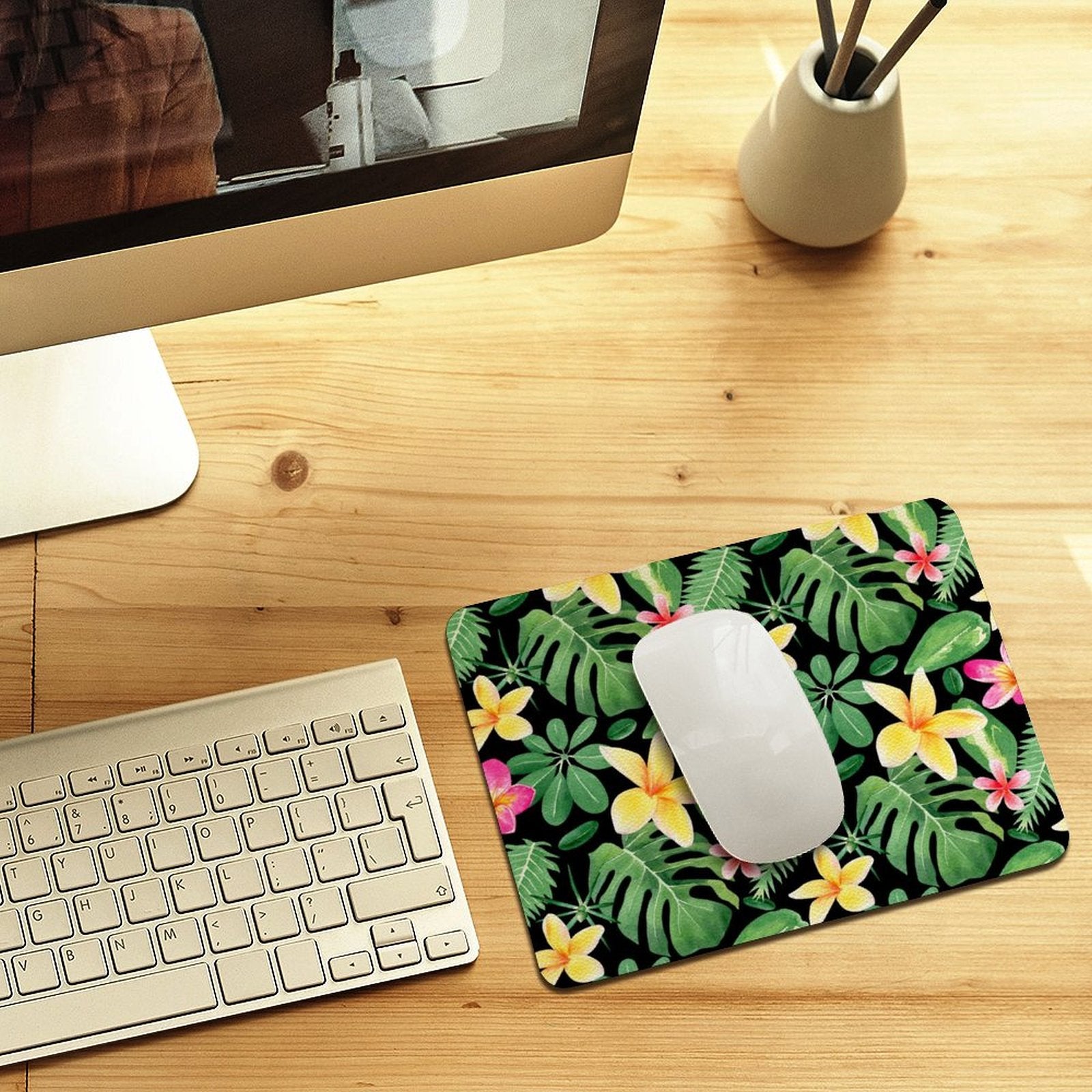 Frangipani Leather Mouse Pad Leather Mouse Pad Plants Printed Offshore