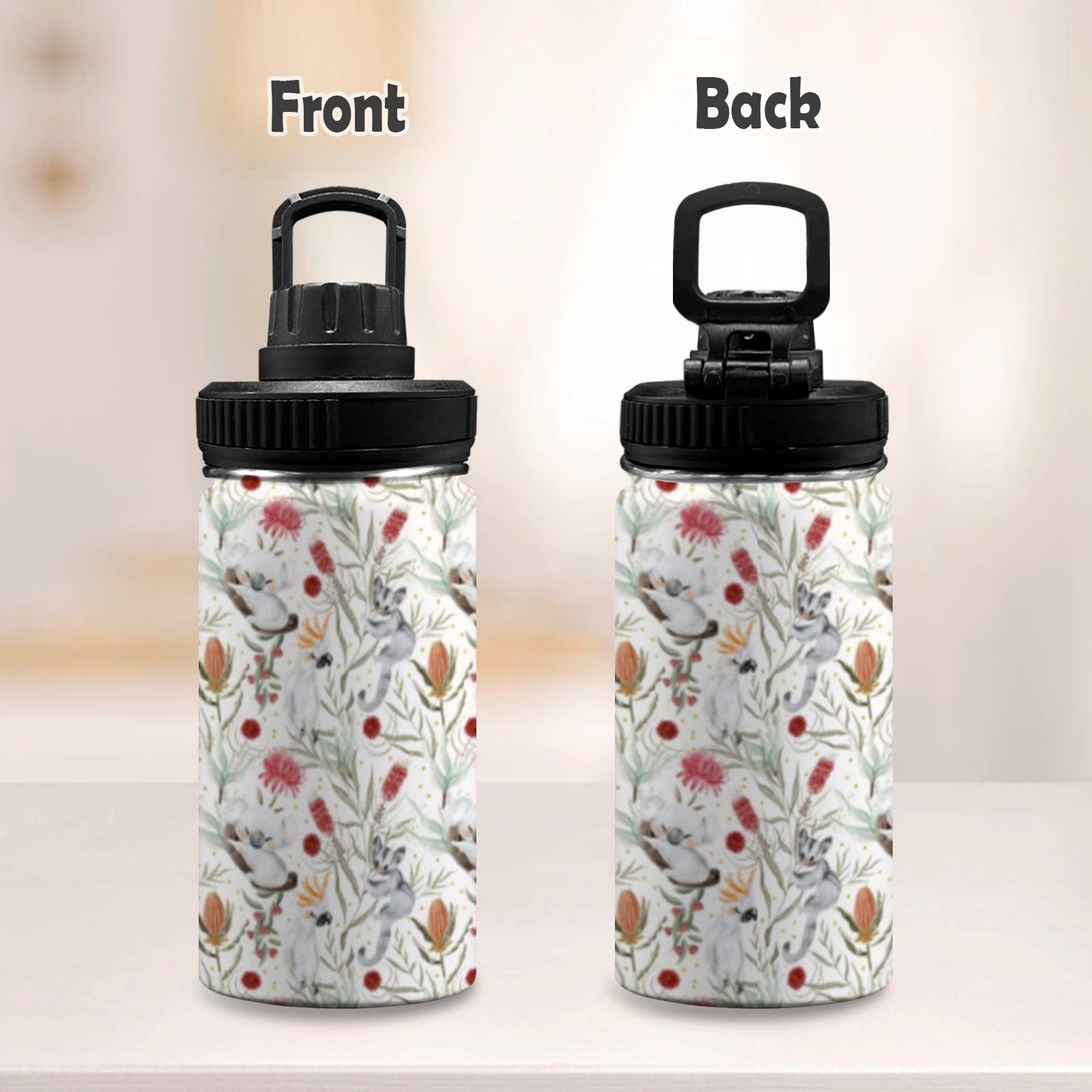 Australian Plants And Animals Kids Water Bottle with Chug Lid (12 oz) Kids Water Bottle with Chug Lid animal Australia Printed Offshore