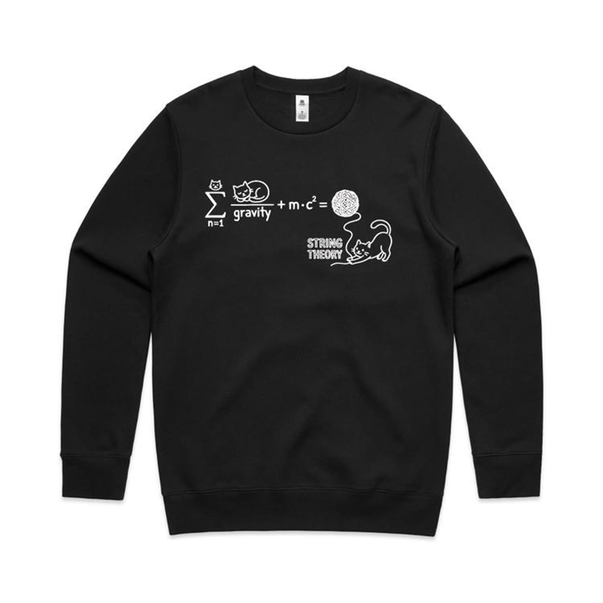 Cat String Theory Physics AS Colour Stencil Crew Sweatshirt