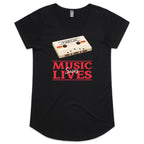 Music Saves Lives - Womens Scoop Neck T-Shirt Black Womens Scoop Neck T-shirt Music Printed In Australia
