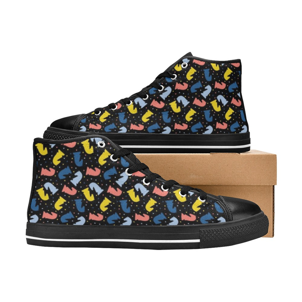 Colourful Chess Men's High Top Canvas Shoes Men's Classic High Top Canvas Shoes Chess Games Printed Offshore