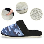 Blue Camouflage Men's Fur Trim Thick-Sole Indoor Slippers Men's Fur Trimmed Slippers Printed Offshore