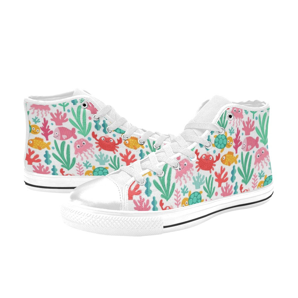 Under The Sea - Kids High Top Canvas Shoes
