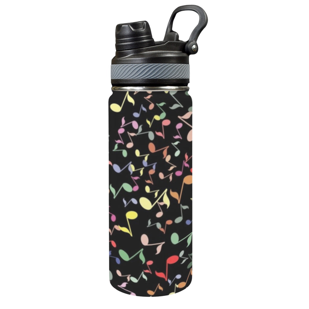 Quavers, Music Notes - Insulated Water Bottle with Dual-Use Lid (18oz) One Size Insulated Water Bottle with Dual-Use Lid (18oz) Music Printed Offshore