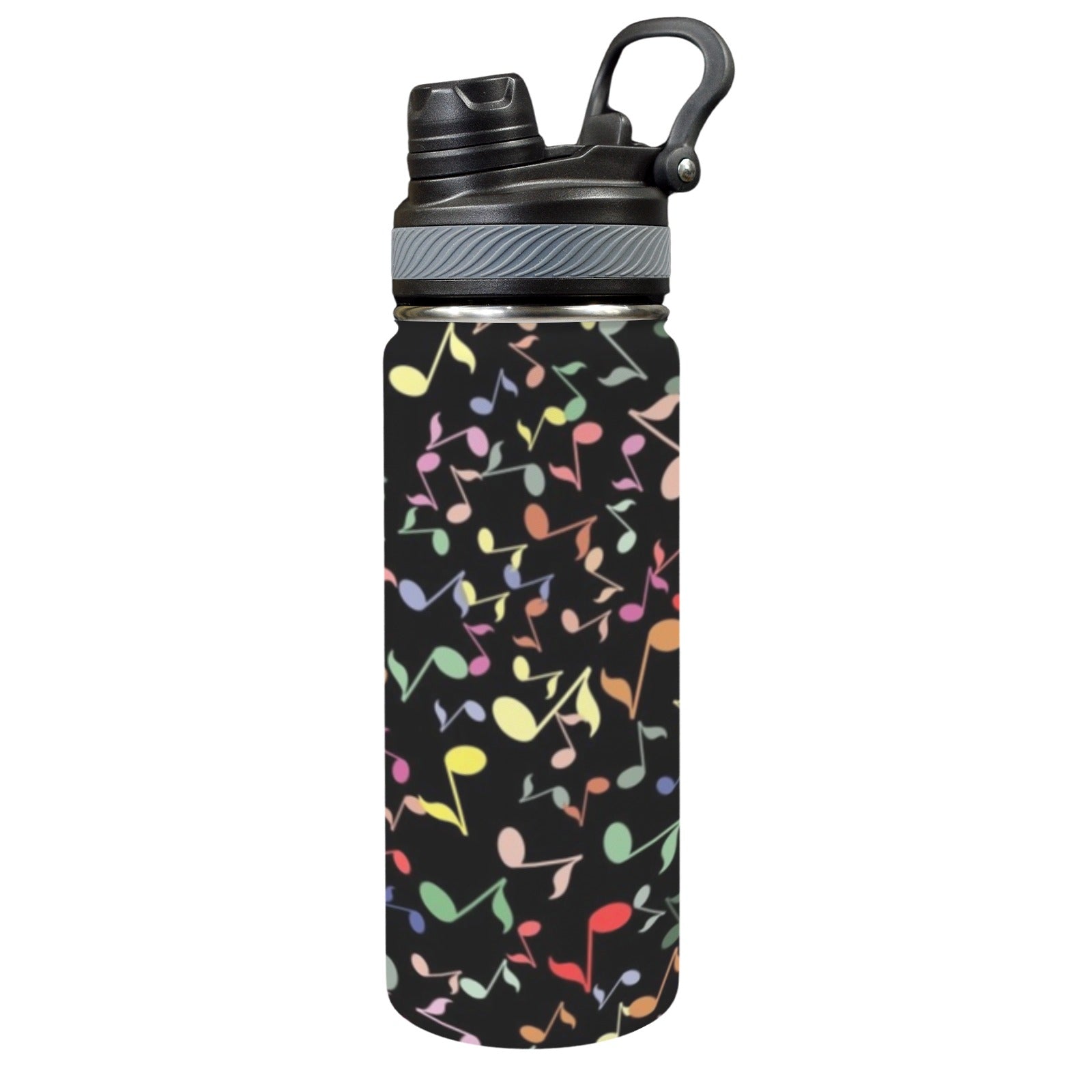 Quavers, Music Notes - Insulated Water Bottle with Dual-Use Lid (18oz) One Size Insulated Water Bottle with Dual-Use Lid (18oz) Music Printed Offshore