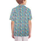 Doughnuts On Blue Senior Kids Hawaiian Shirt
