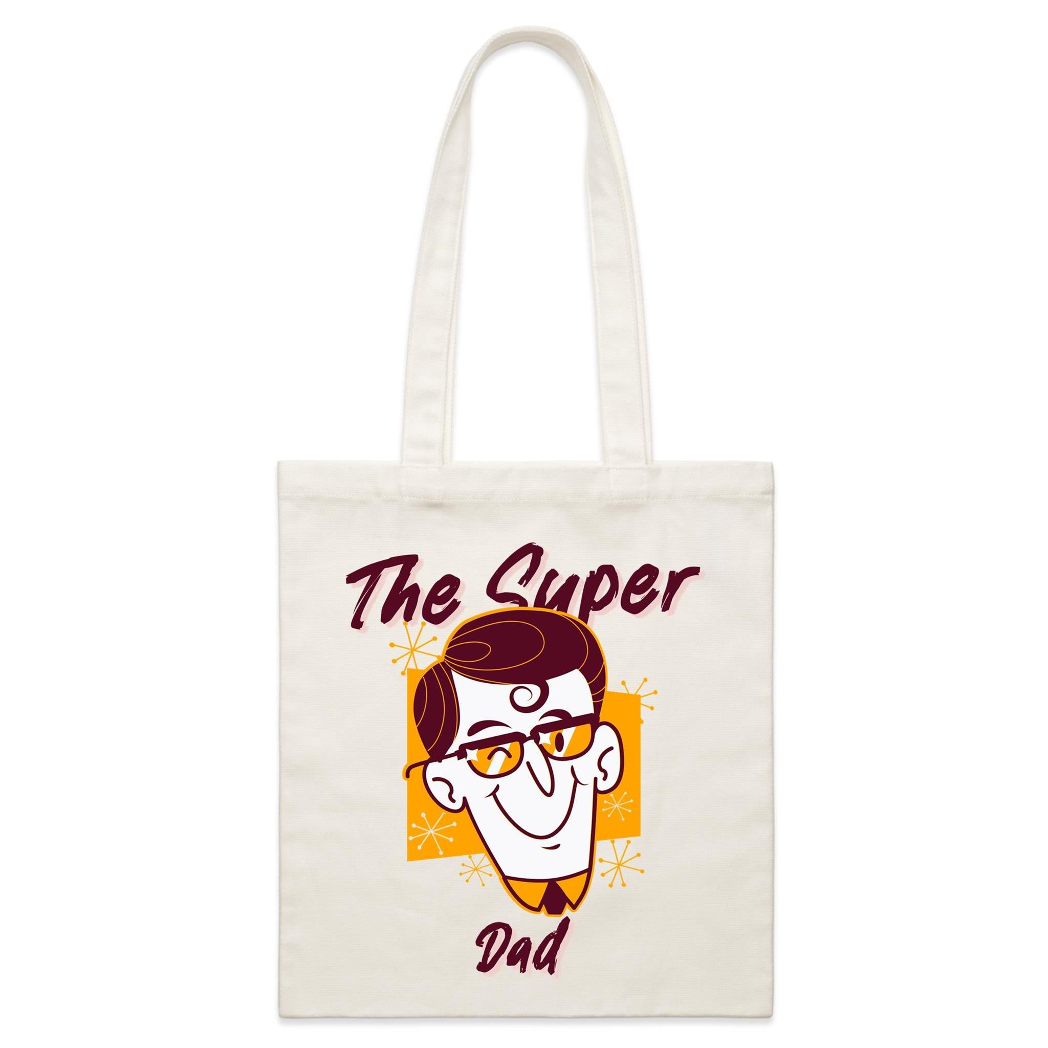 The Super Dad - Parcel Canvas Tote Bag Default Title Small Tote Bag comic Dad Printed In Australia