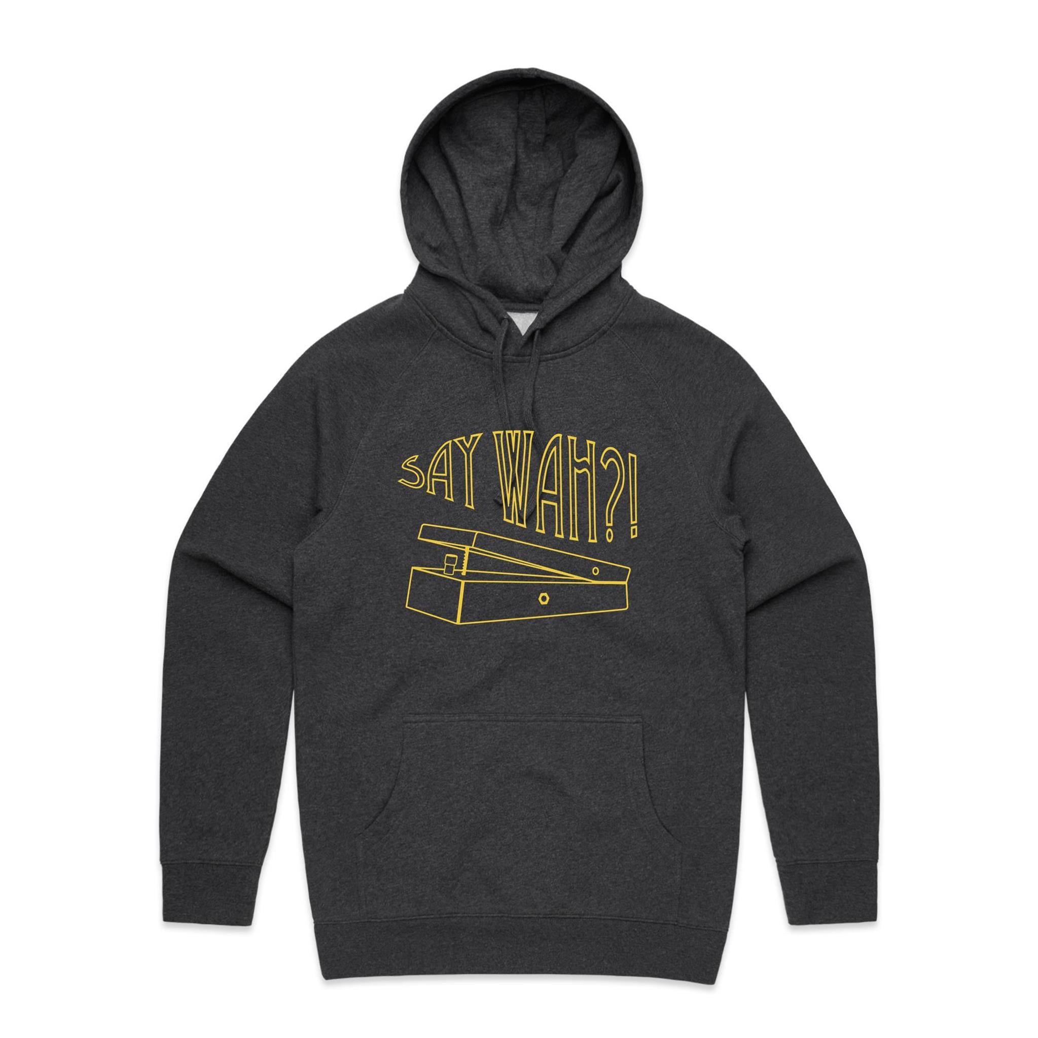 Say Wah, Guitar Pedal - Mens Hoodie Asphalt Marle Mens Hoodie Music Printed In Australia