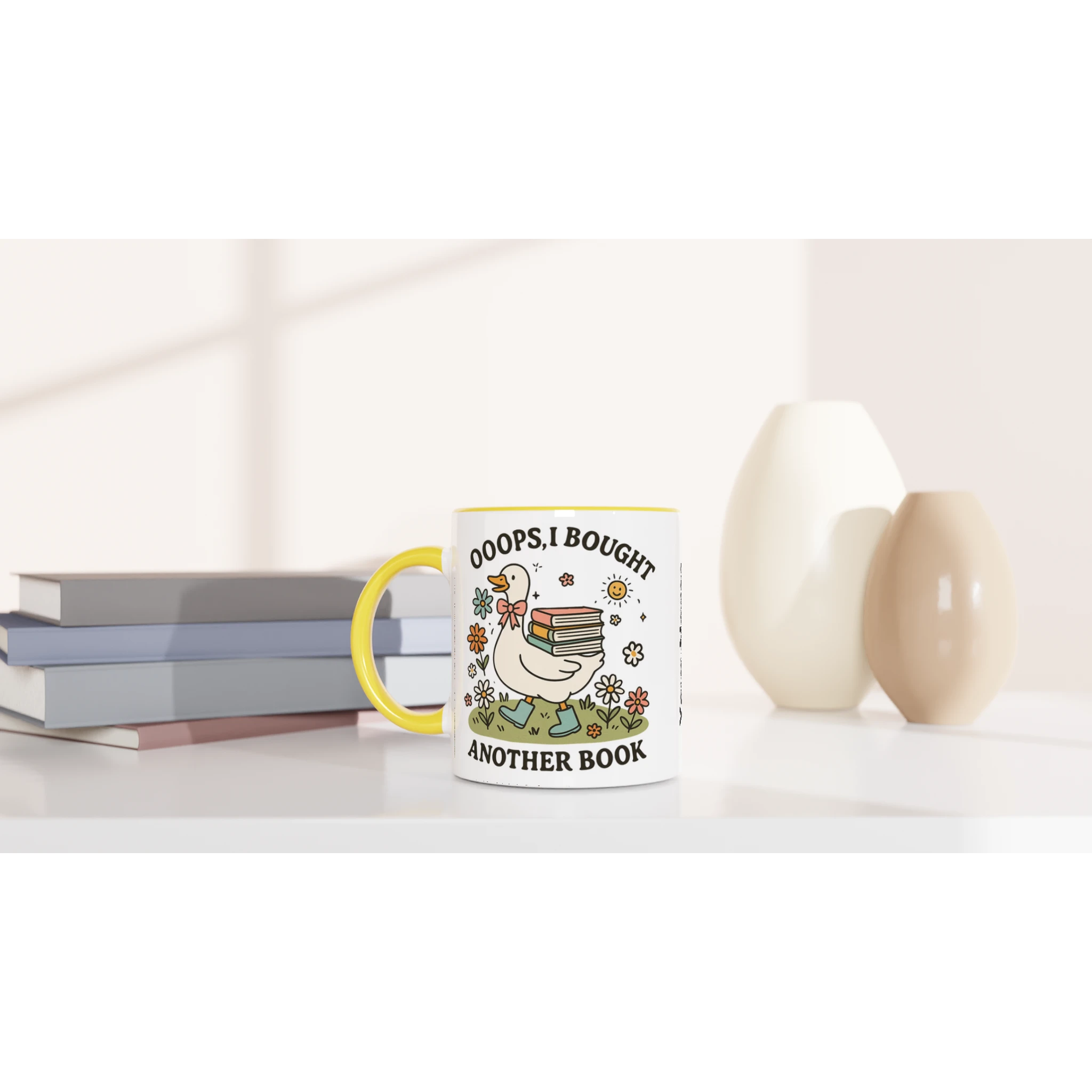 Personalised - Oops, I Bought Another Book - White 11oz Ceramic Mug with Colour Inside Personalised 11oz Mug animal customise Globally Fulfilled personalise Reading
