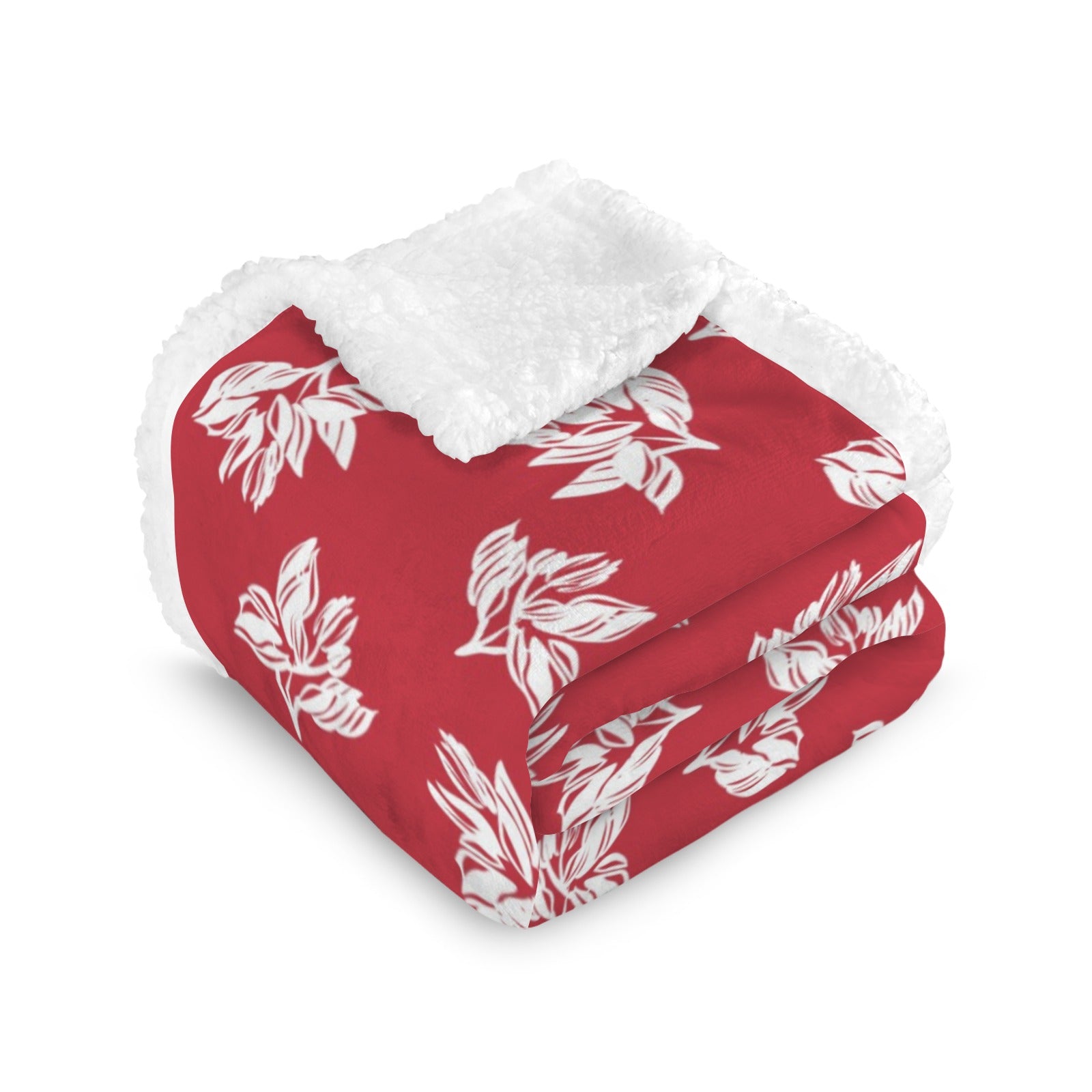 Red Retro Foliage - Double-Layer Fleece Blanket 51"x59"