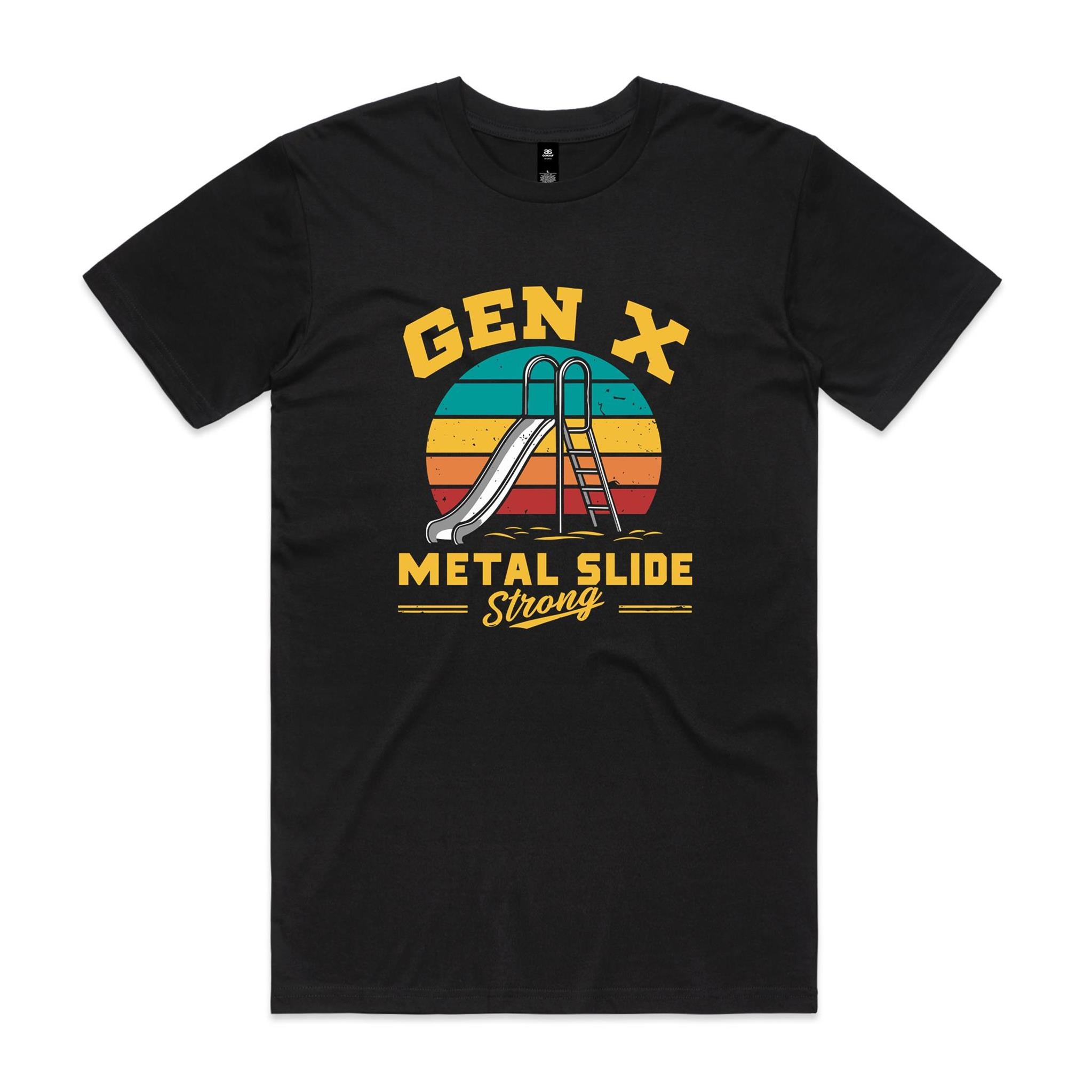 Gen X, Metal Slide Strong - Mens T-shirt Black Mens T-shirt Printed In Australia