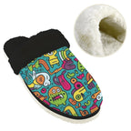 Crazy Characters Men's Fur Trim Thick-Sole Indoor Slippers Men's Fur Trimmed Slippers Printed Offshore Sci Fi