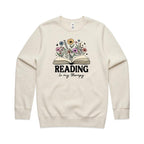 Reading Is My Therapy - AS Colour Stencil Crew Sweatshirt Ecru Sweatshirt Printed In Australia Reading