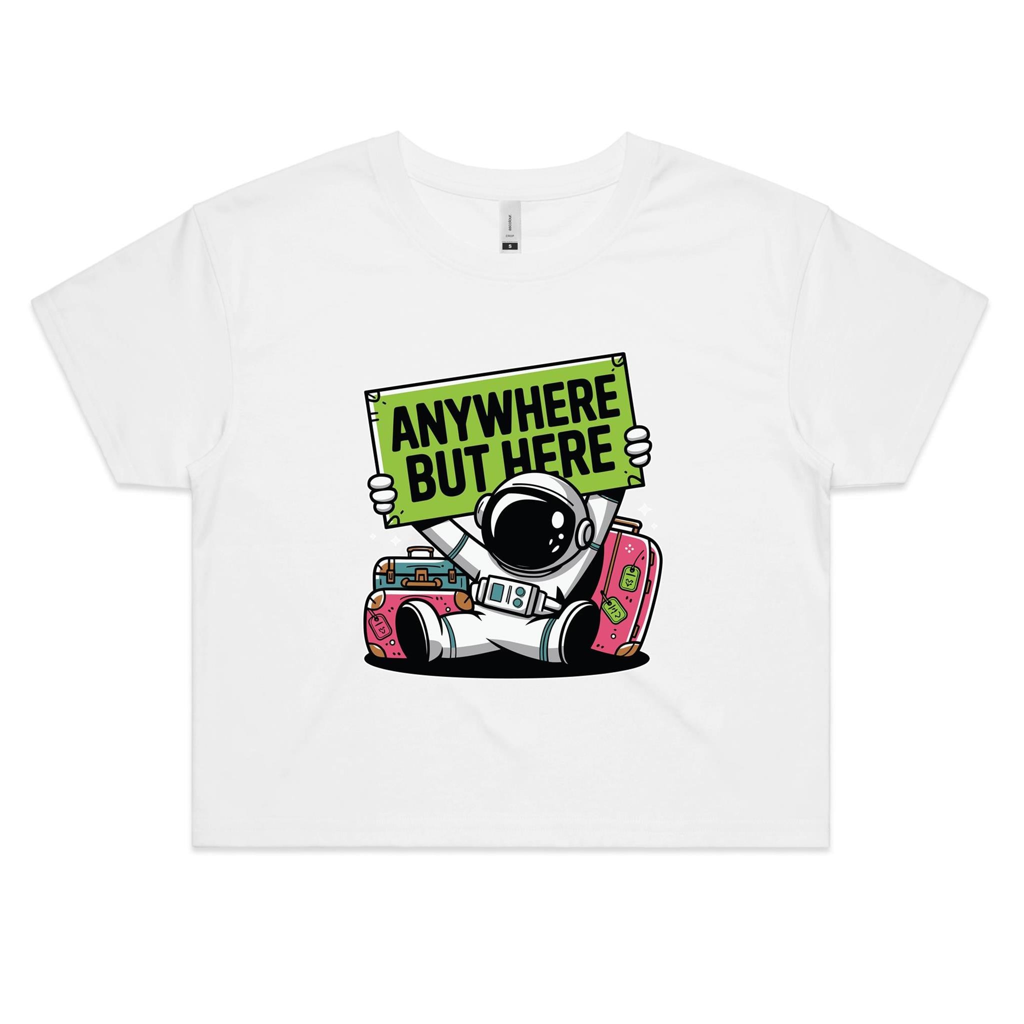 Astronaut Anywhere But Here Women's AS Colour Crop Tee