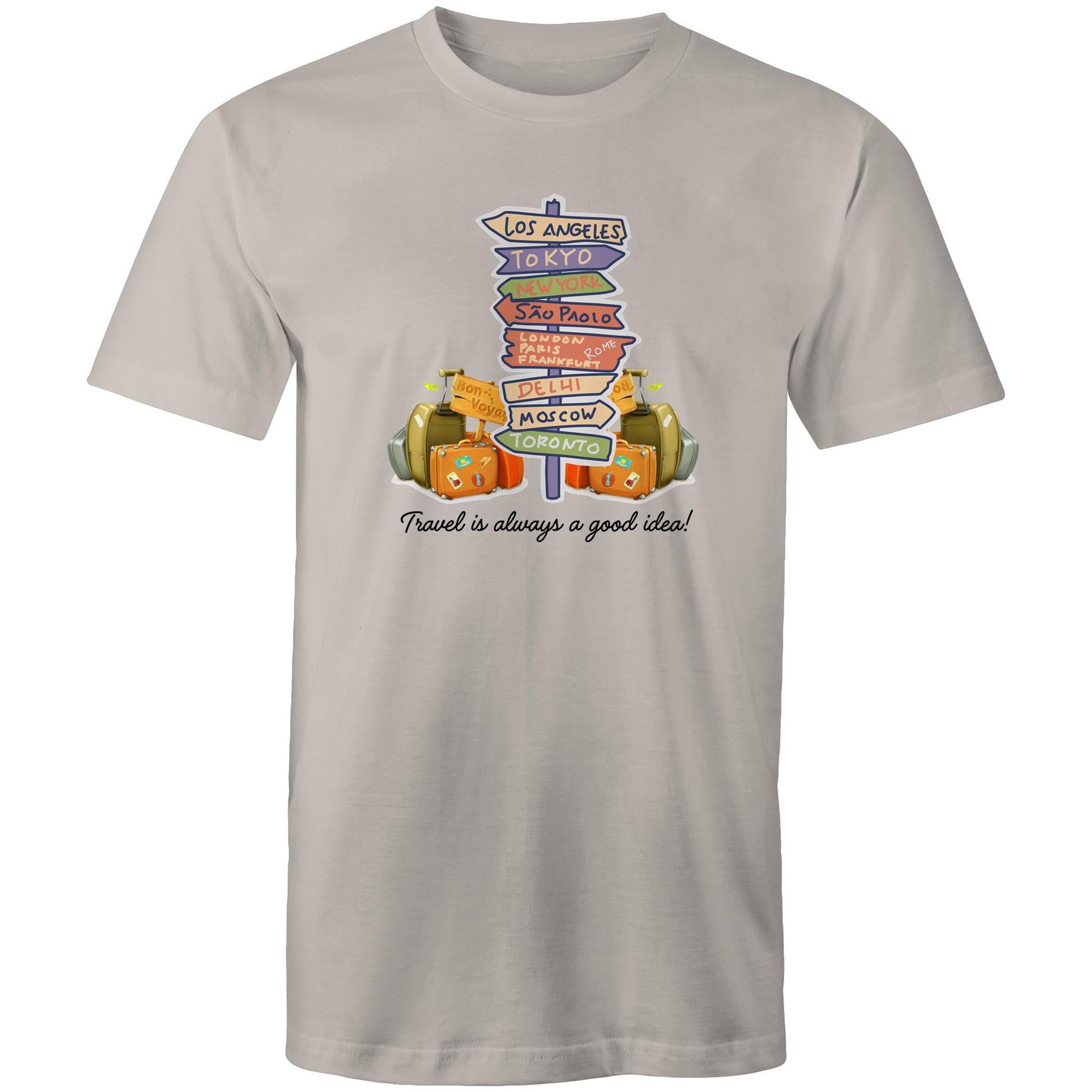 Travel Is Always A Good Idea - Mens T-Shirt Light Grey Mens T-shirt Printed In Australia