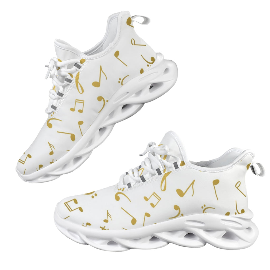 Golden Music Notes Women's Twisted Sole Sneakers