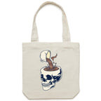 Coffee Skull - Canvas Tote Bag Cream One Size Tote Bag Coffee Printed In Australia