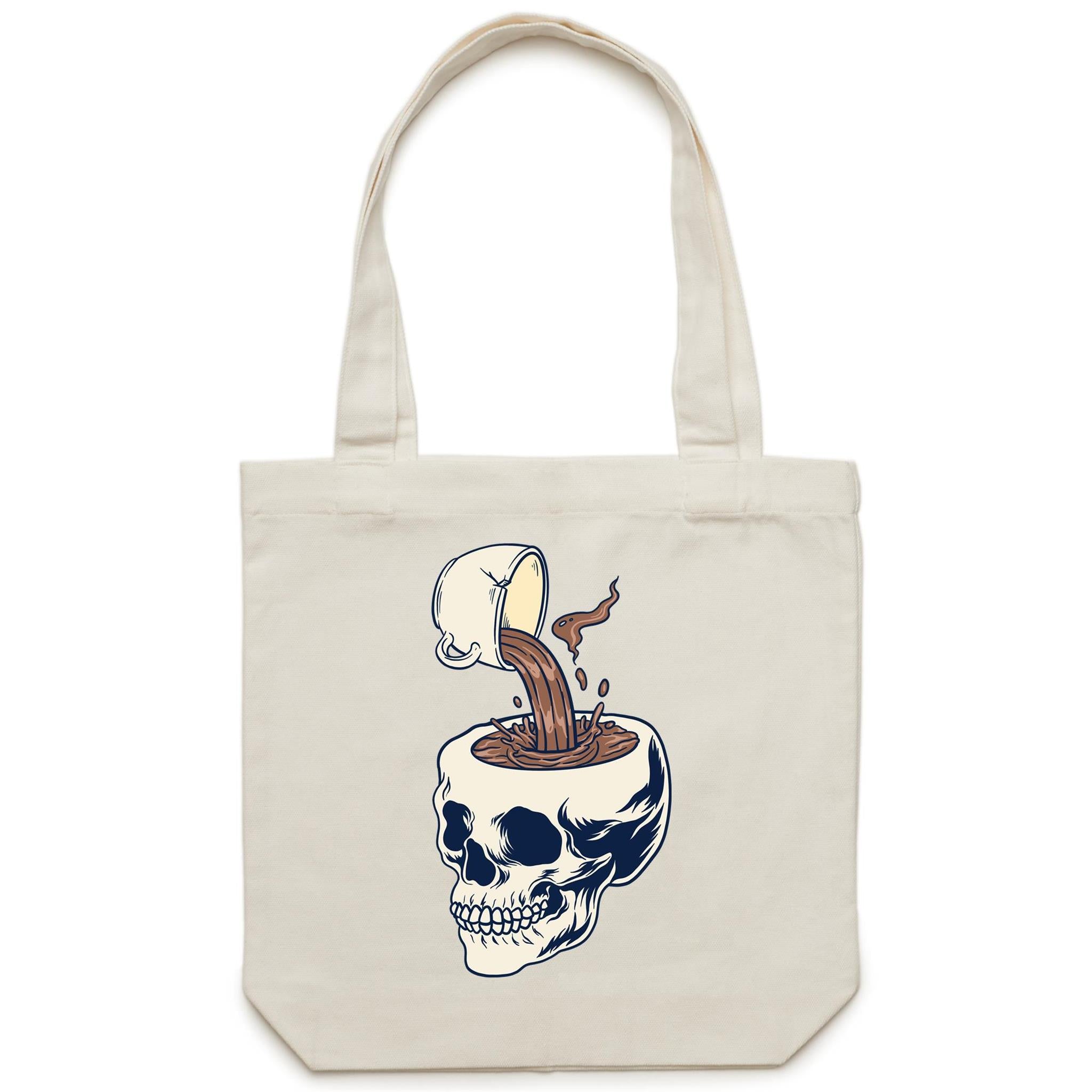 Coffee Skull - Canvas Tote Bag Cream One Size Tote Bag Coffee Printed In Australia