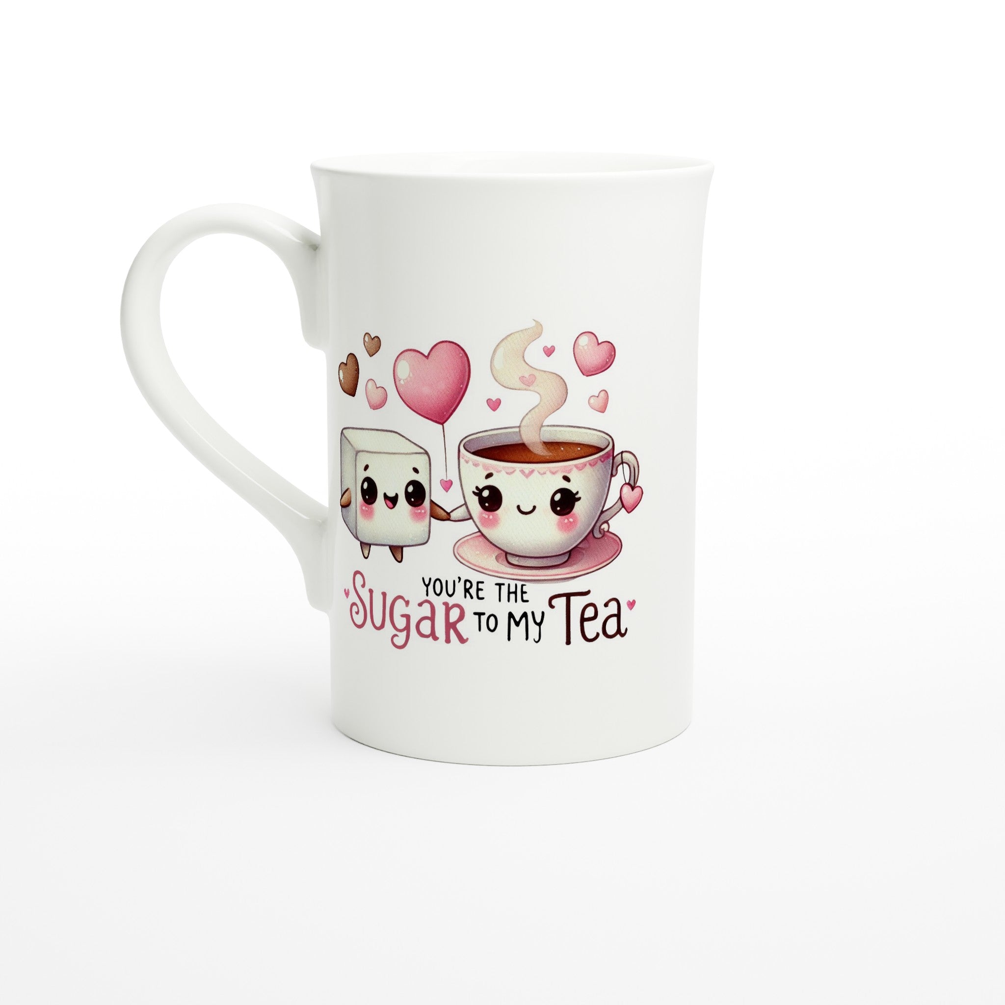 You're The Sugar To My Tea, Valentine - White 10oz Porcelain Slim Mug Default Title Porcelain Mug Food Globally Fulfilled Love