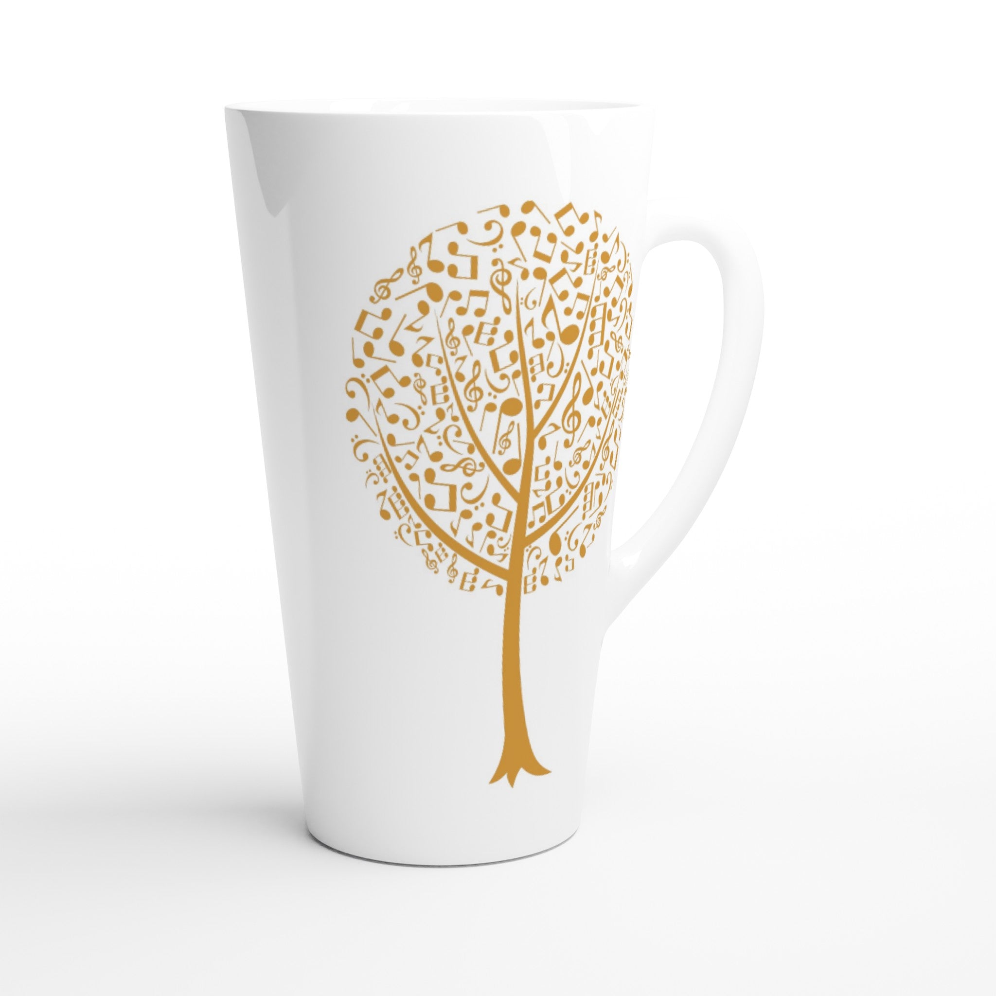 Music Tree - White Latte 17oz Ceramic Mug Latte Mug Globally Fulfilled Music Plants