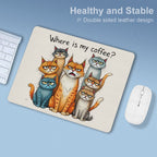 Where Is My Coffee, Cats Leather Mouse Pad Leather Mouse Pad animal Coffee Printed Offshore