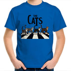 The Cats, Fab Four Crossing The Road - Kids Youth T-Shirt Bright Royal Kids Youth T-shirt animal Music Printed In Australia