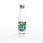 Personalised - Save The Earth, Alien - White 17oz Stainless Steel Water Bottle Default Title Personalised Water Bottle customise Environment Globally Fulfilled personalise Sci Fi