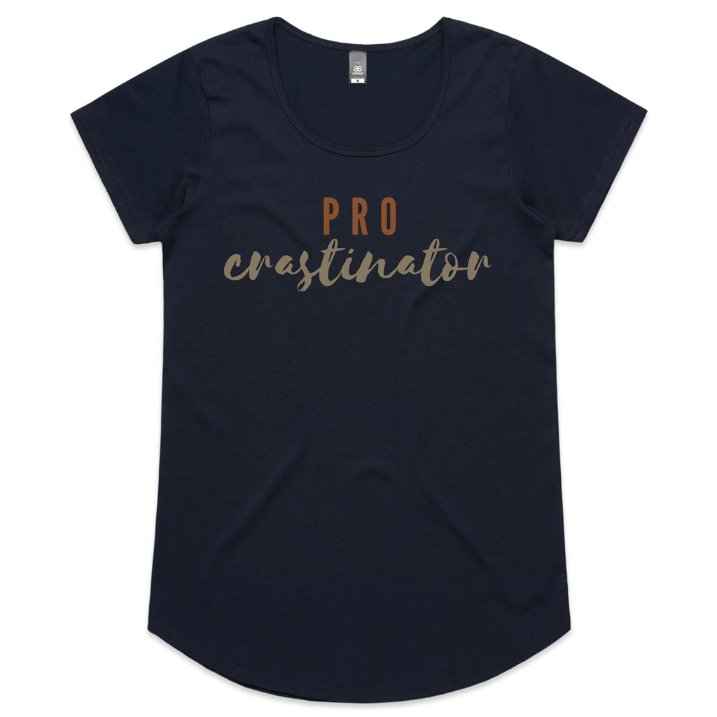 Procrastinator - Womens Scoop Neck T-Shirt Navy Womens Scoop Neck T-shirt Printed In Australia