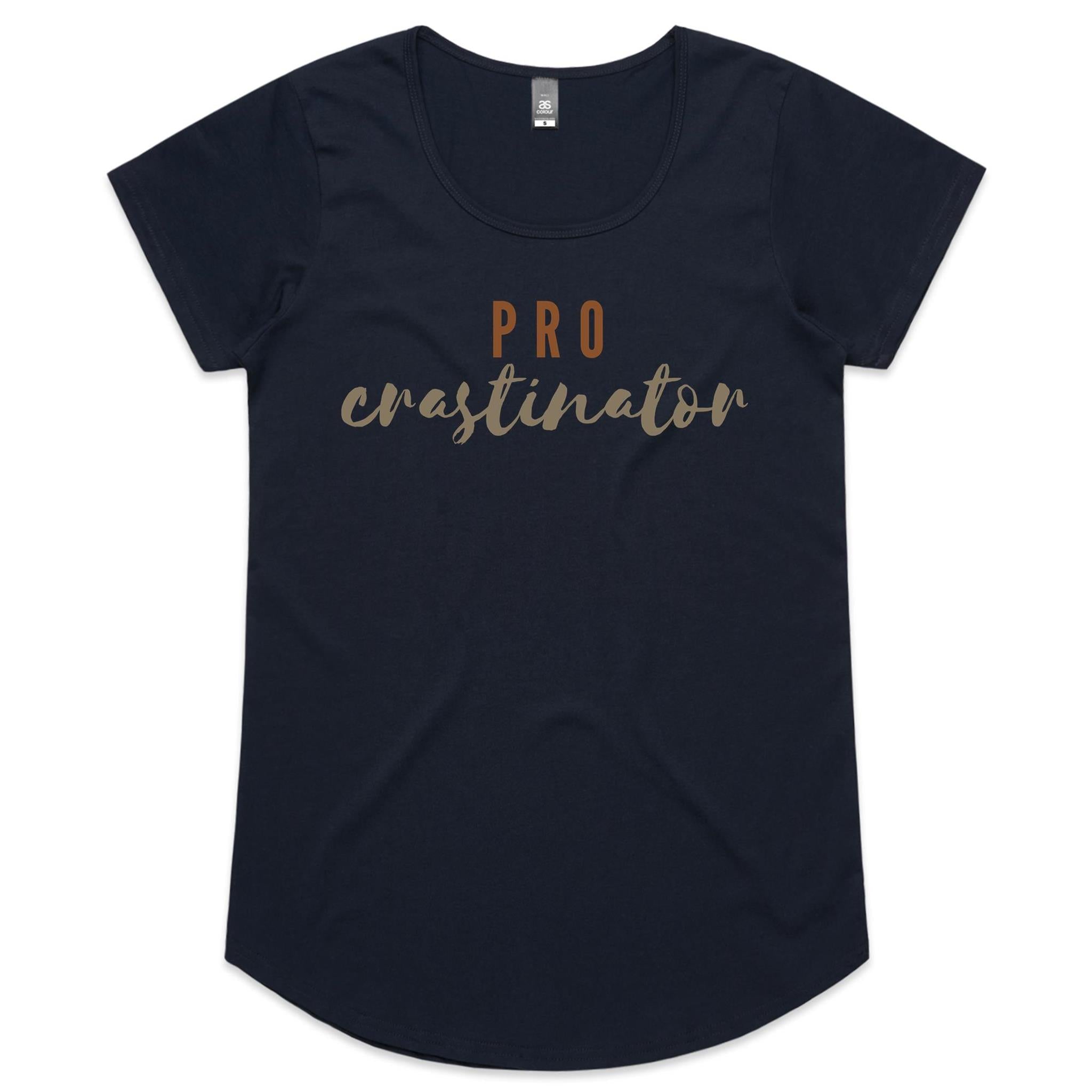 Procrastinator - Womens Scoop Neck T-Shirt Navy Womens Scoop Neck T-shirt Printed In Australia