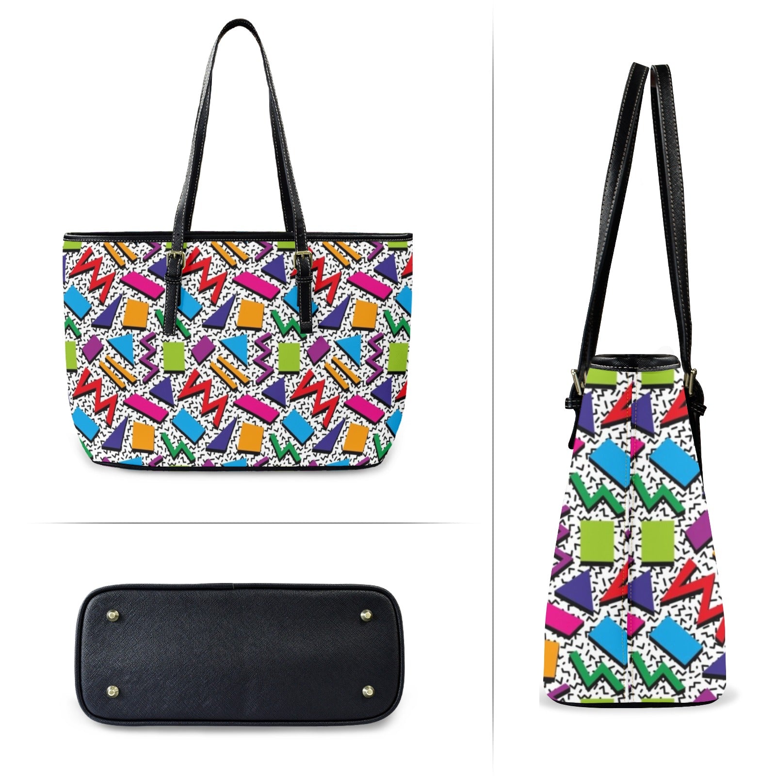 Graphic 80's - PU Leather Tote Bag - Large