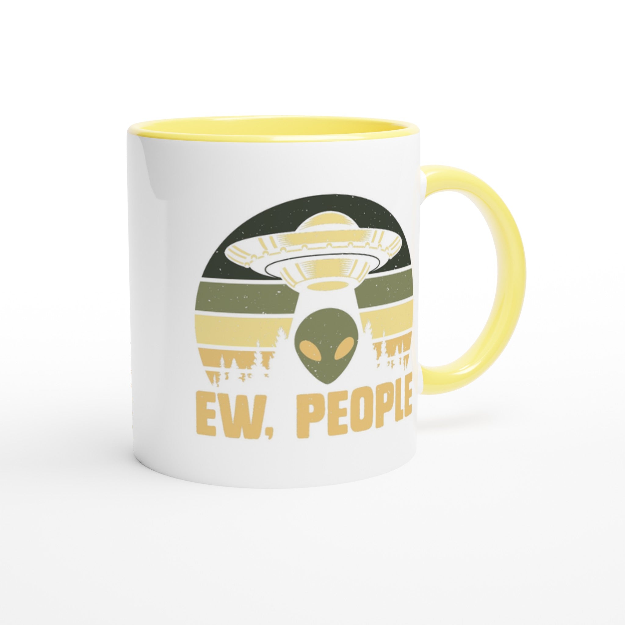 Alien Ew, People - White 11oz Ceramic Mug with Colour Inside Colour 11oz Mug Globally Fulfilled Sci Fi