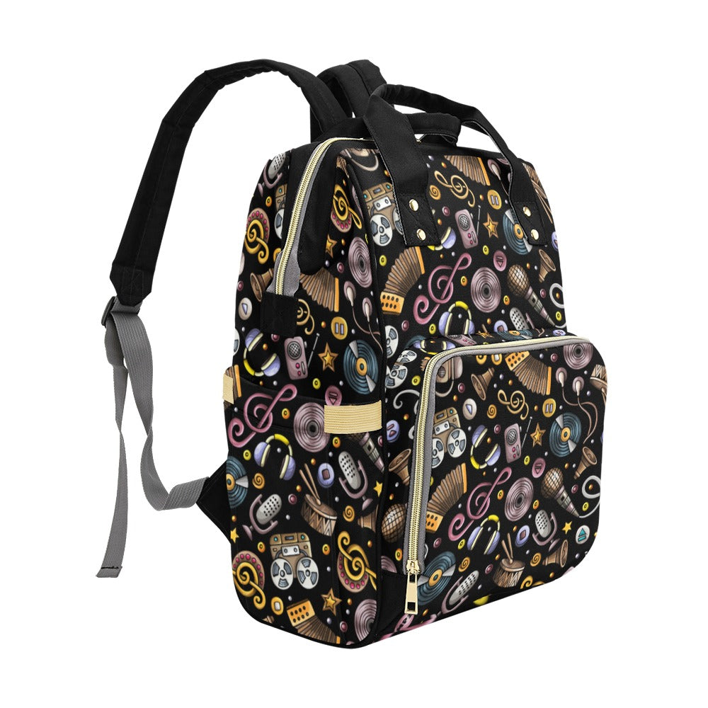 Retro Music Mix - Multi-Function Backpack, Nappy / Diaper Bag