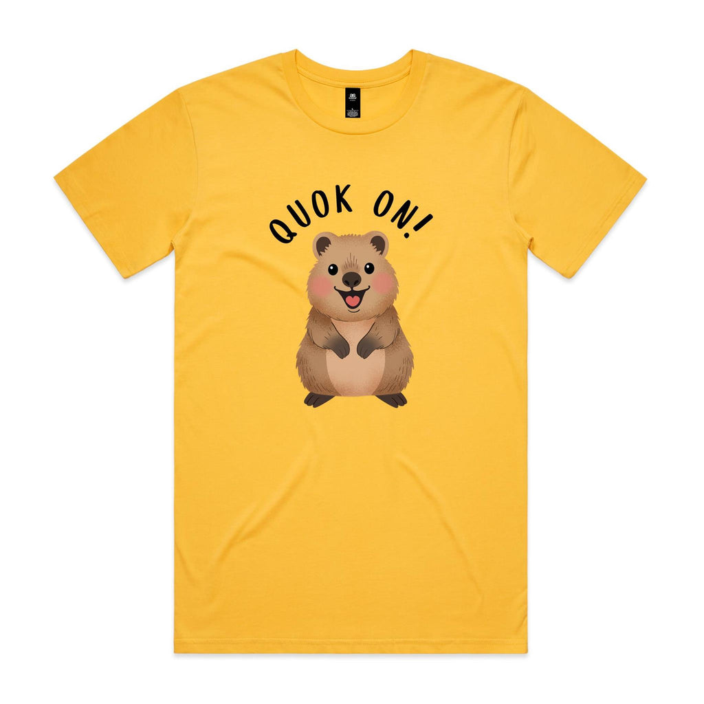 Quokka, Quok On Men's AS Colour T-shirt Yellow Mens T-shirt animal Printed In Australia