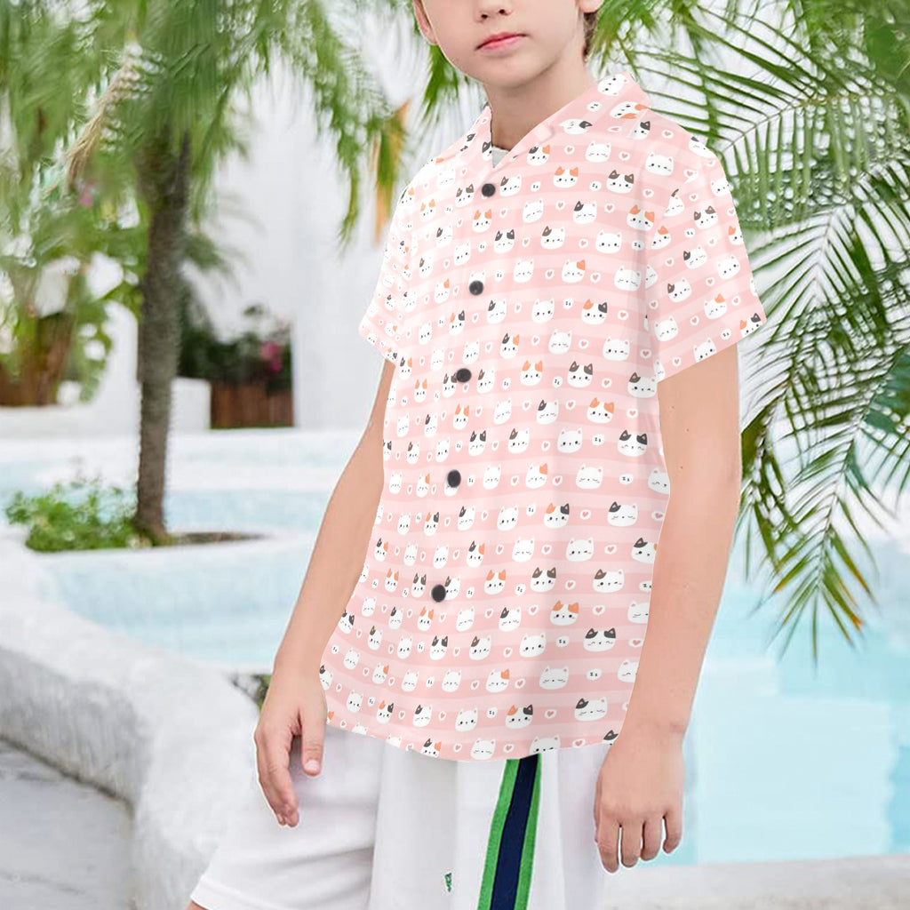 Pink Cats Senior Kids Hawaiian Shirt