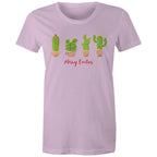 Merry Cactus, Christmas - Womens T-shirt Lavender Womens Christmas T-shirt Christmas Printed In Australia