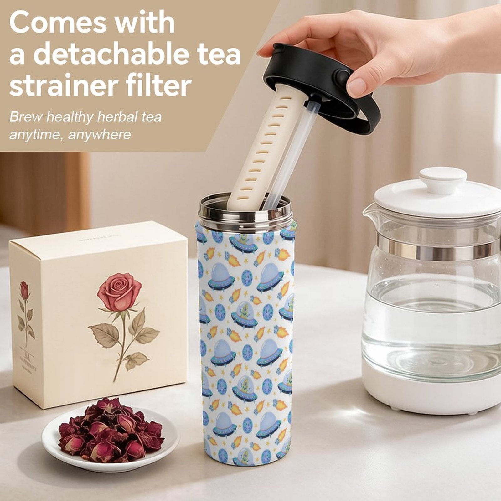 UFO's And Aliens 20oz Tea Tumbler with Carry Handle