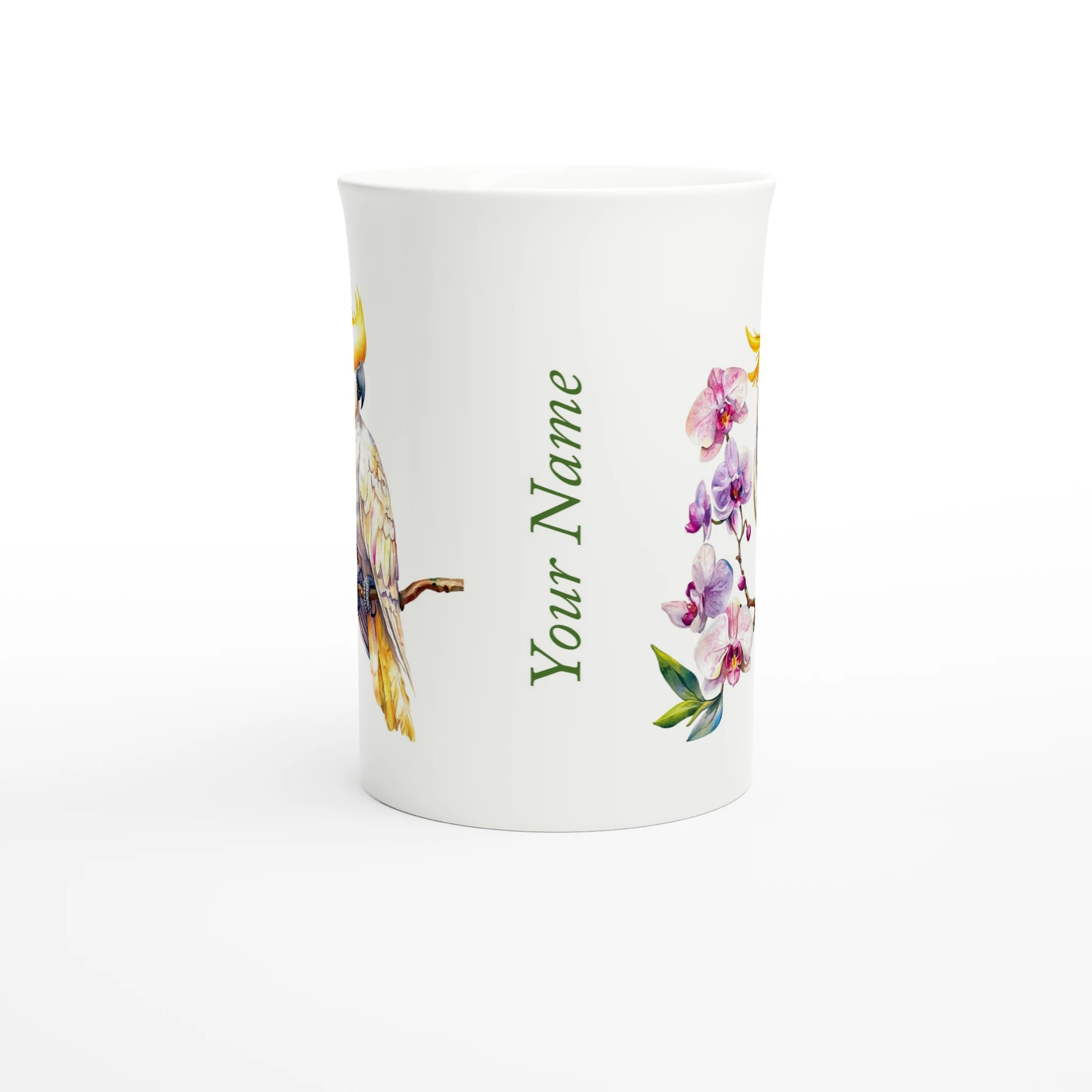 Personalise - Cockatoo, Australian Birds - White 10oz Porcelain Slim Mug Personalised Porcelain Mug animal Globally Fulfilled