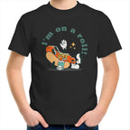 Hotdog, I'm On A Roll - Kids Youth T-Shirt Black Kids Youth T-shirt Food Printed In Australia