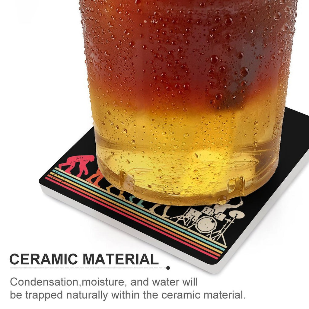 Drummer Evolution - Ceramic Coasters (Square) Ceramic Coasters Music Printed Offshore