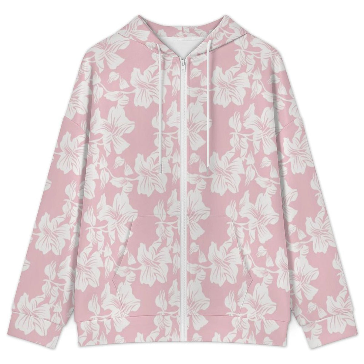 Pink Hawaiian Floral Women's Full-Zip Hoodie