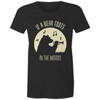 If A Bear Toots In The Woods, Trumpet Player - Womens T-shirt Black Womens T-shirt animal Music Printed In Australia